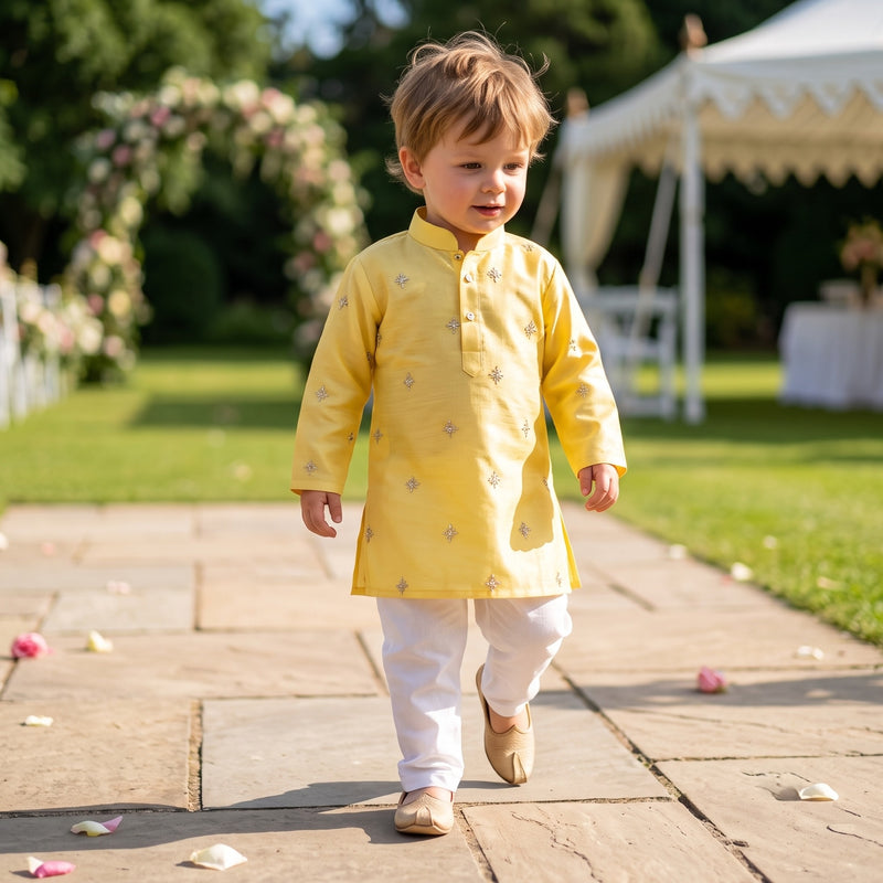 Boys Yellow Embroidered Kurta – 2–3 Years 5
