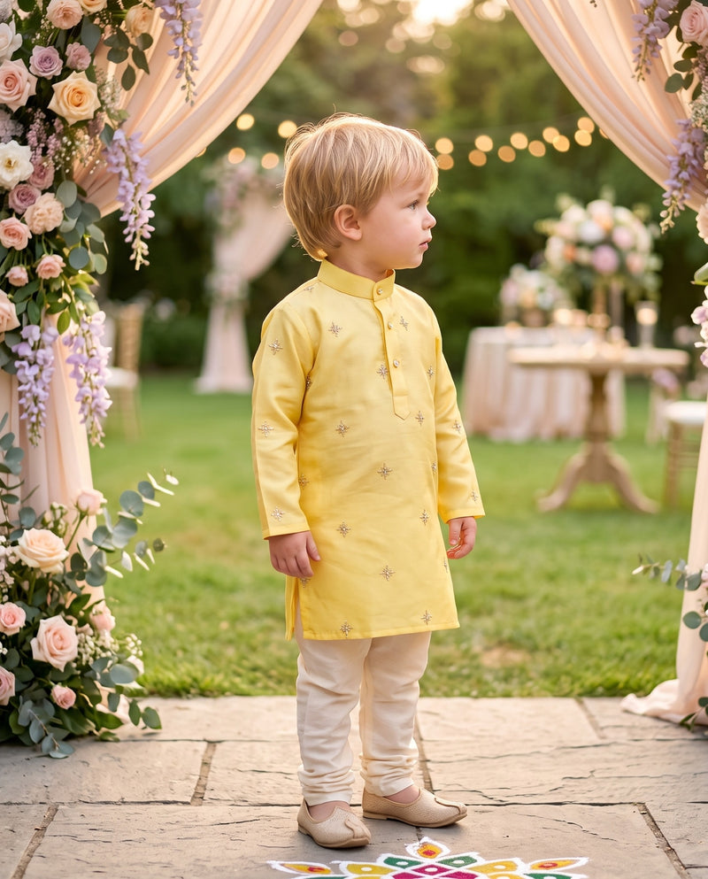 Boys Yellow Embroidered Kurta – 2–3 Years 8