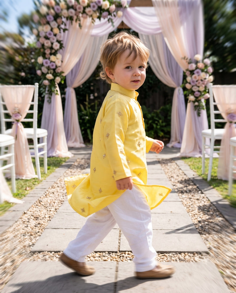 Boys Yellow Embroidered Kurta – 2–3 Years 4