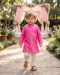 Boys' Magenta Embroidered Kids Kurta – 2–3 Years