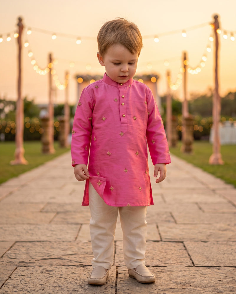 Boys' Magenta Embroidered Kids Kurta – 2–3 Years 6