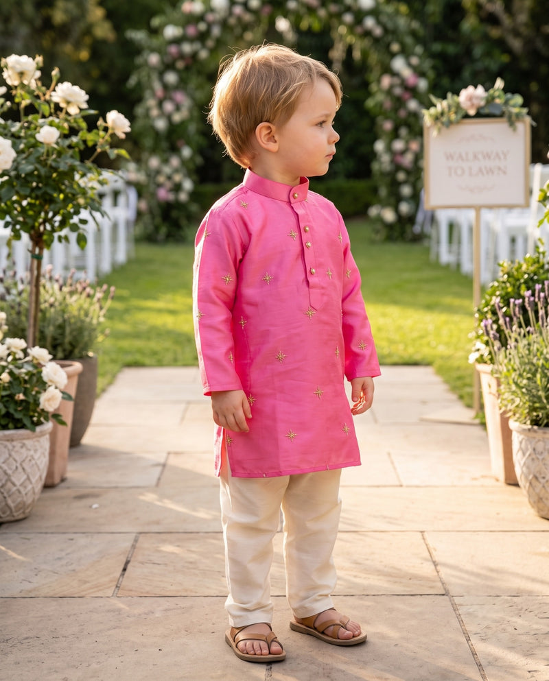 Boys' Magenta Embroidered Kids Kurta – 2–3 Years 8