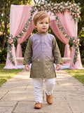 Boys Lavender & Olive Embroidered Lachka Kurta – 2–3 Years