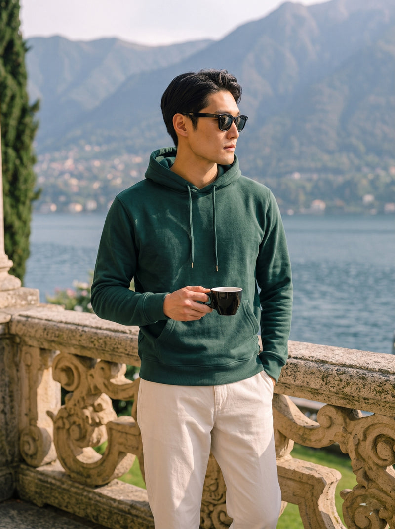 Men's Forest Green 100% Cotton Pullover Hoodie 8