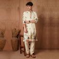 Men’s Cream Chikankari Harvest Print Kurta
