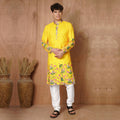 Men’s Yellow Floral Printed Kurta