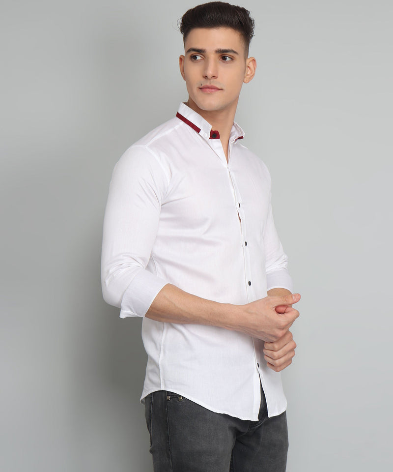 Rough Premium White Solid Men's Shirt 8