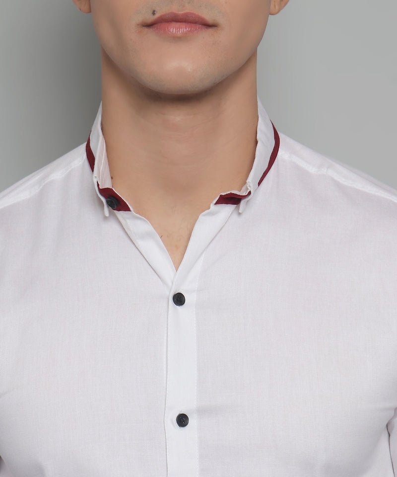 Rough Premium White Solid Men's Shirt 4