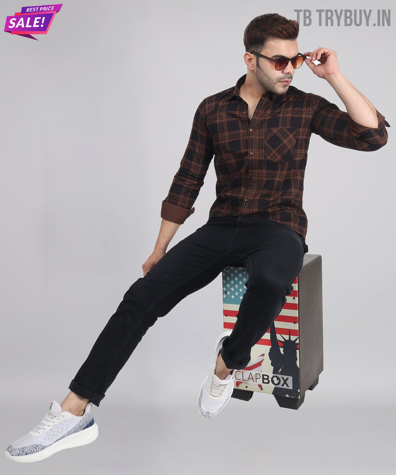 Robert Brown Black Checks Men's Shirt 2