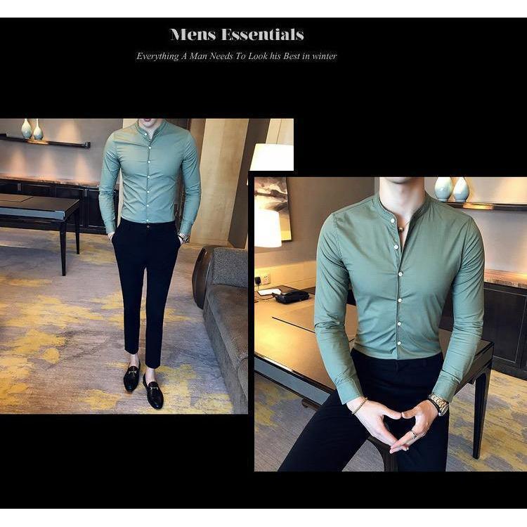 Ocean green cotton button-down shirt for men