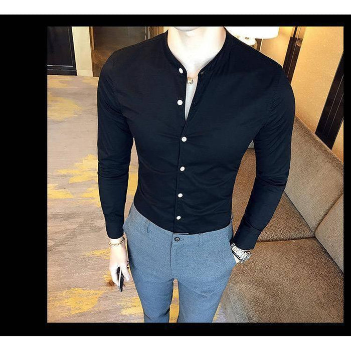 Black Solid Cotton Shirt for Men 2