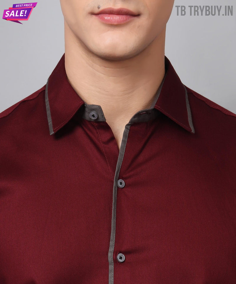 Luxe PartyWear WineRed Shirt 3