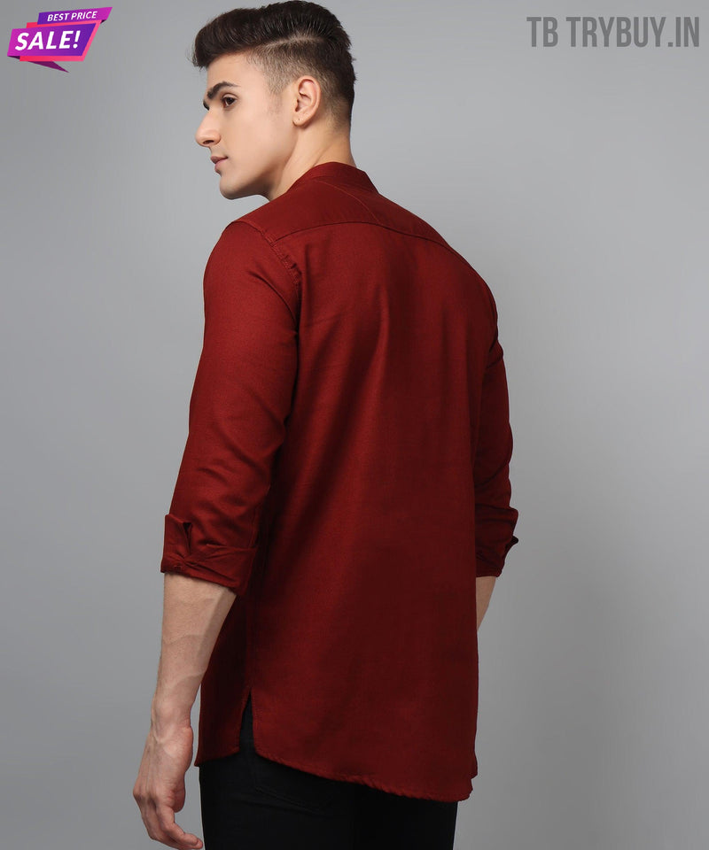 Men’s Maroon 100% Cotton Kurta 3