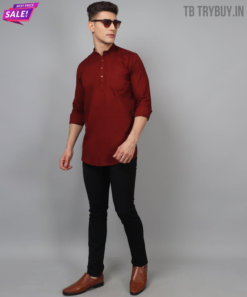 Men’s Maroon 100% Cotton Kurta 2