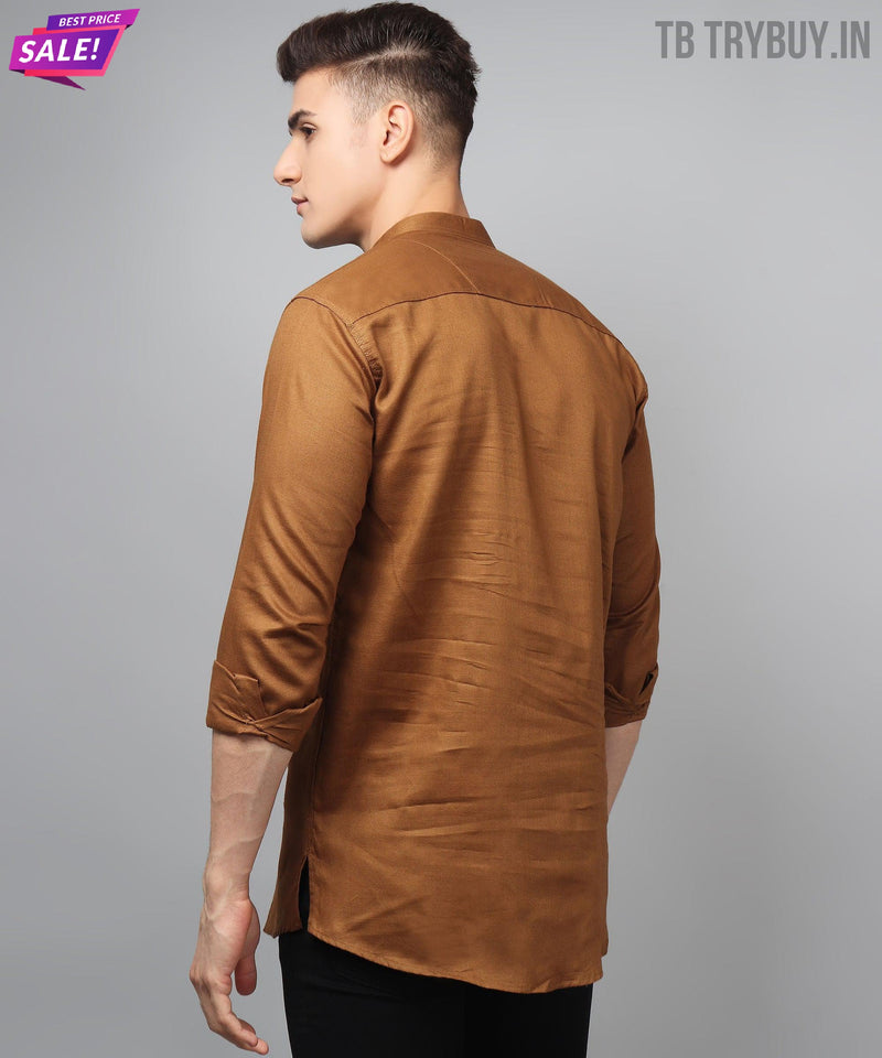 Men’s Khaki Slim Fit Cotton Kurta 8