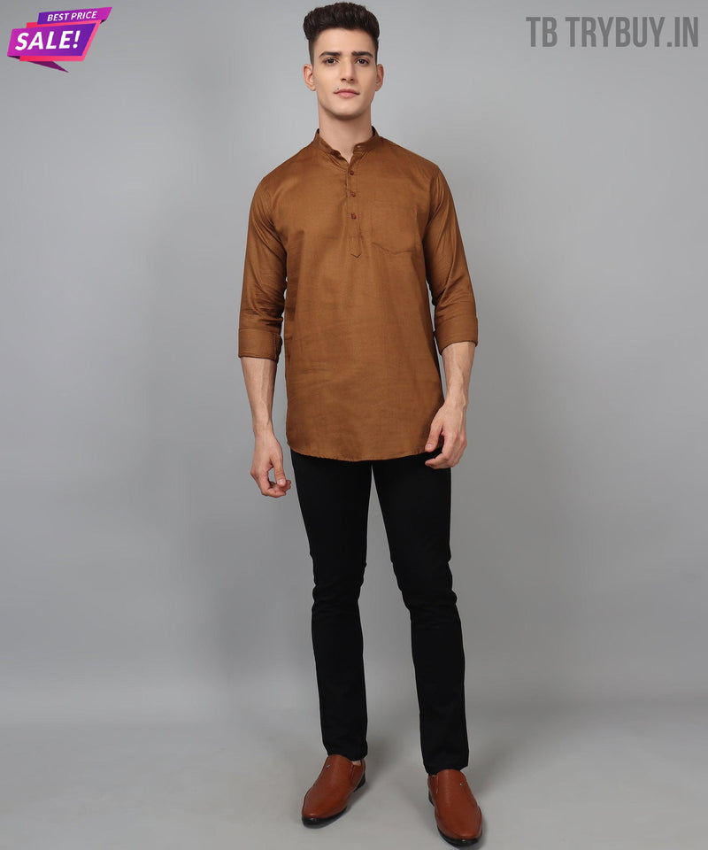 Men’s Khaki Slim Fit Cotton Kurta 7