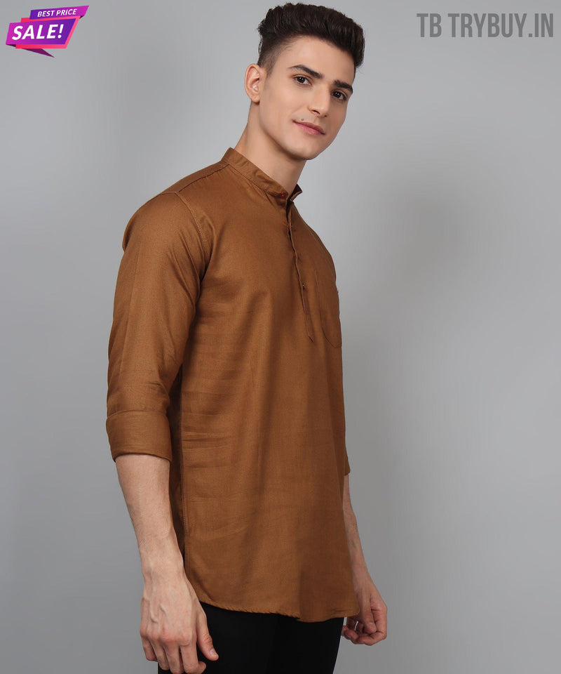 Men’s Khaki Slim Fit Cotton Kurta 6