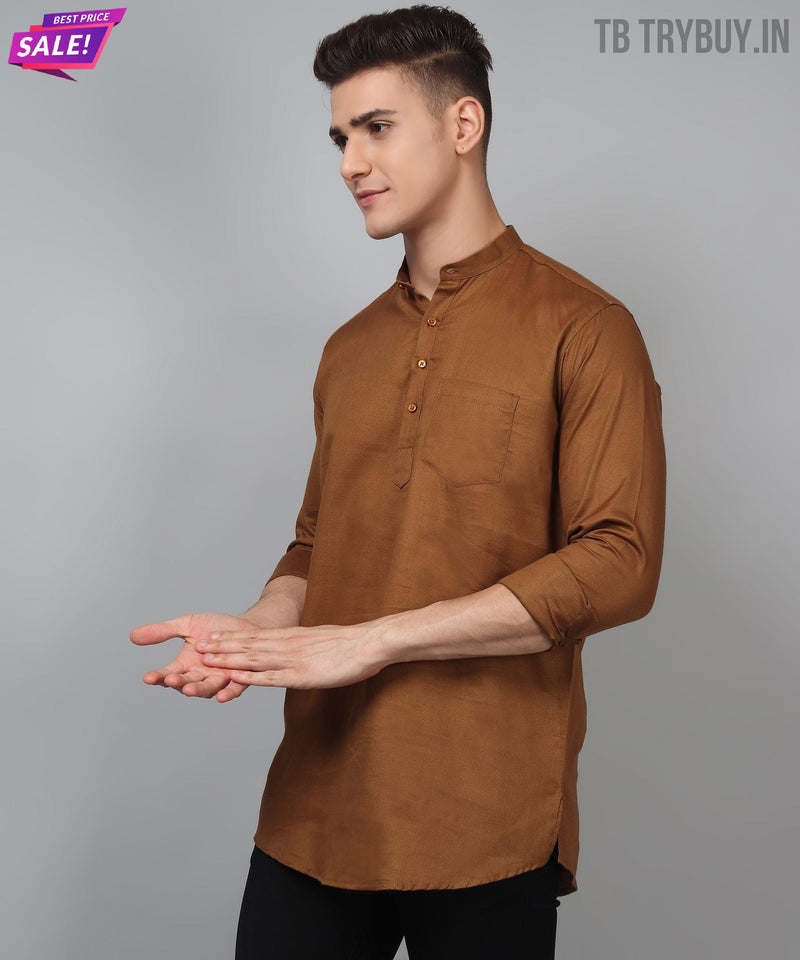 Men’s Khaki Slim Fit Cotton Kurta 5
