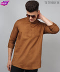 Men’s Khaki Slim Fit Cotton Kurta