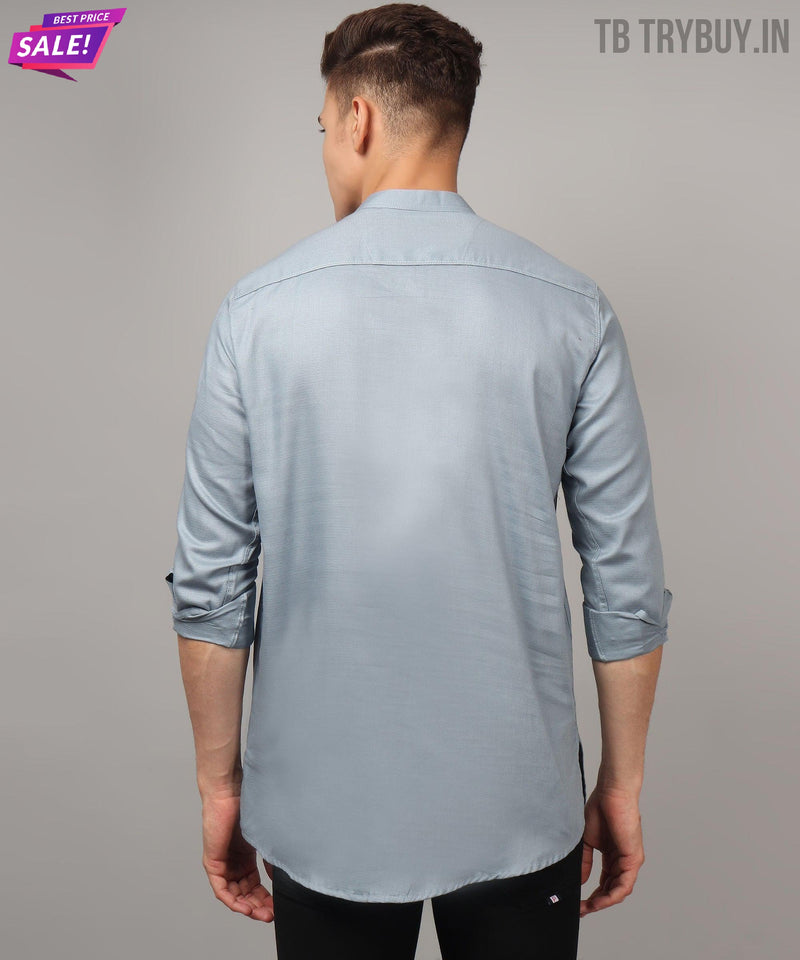 Men’s Grey Regular Fit Cotton Kurta 8