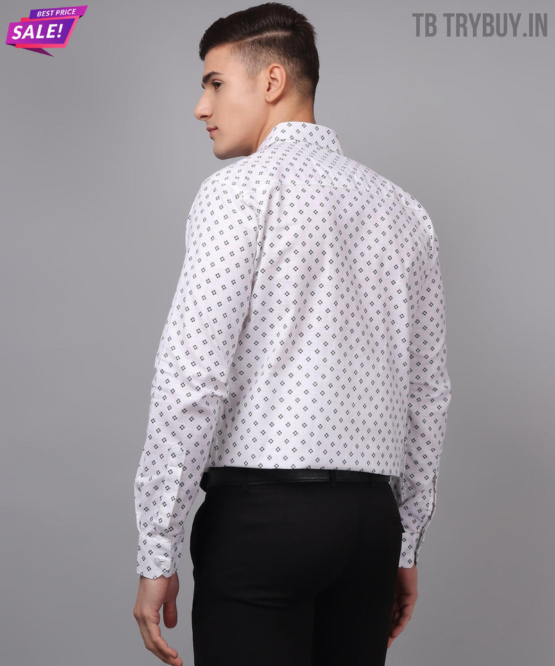 Velam Luxe White Printed Men's Shirt 8