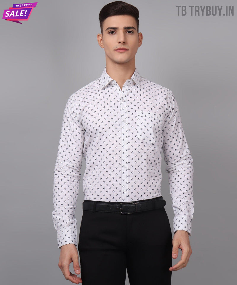 Velam Luxe White Printed Men's Shirt 9