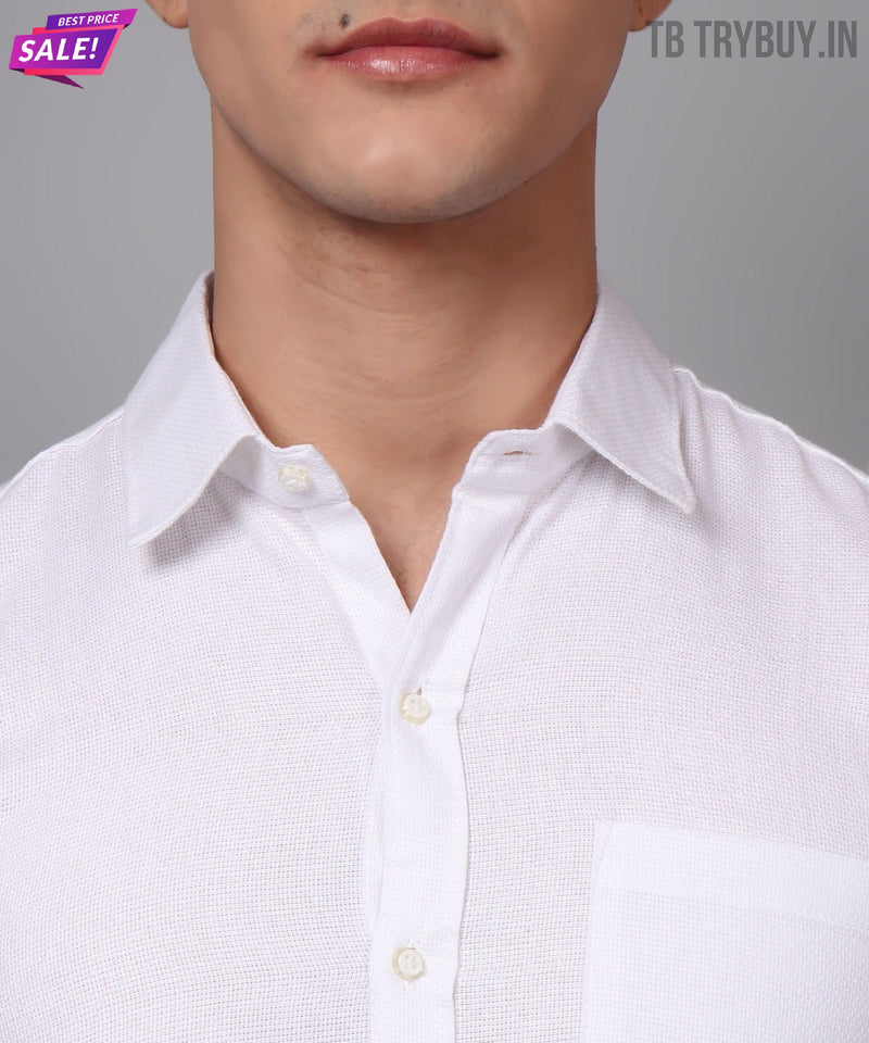 Luxe White Cotton Shirt for Men 3