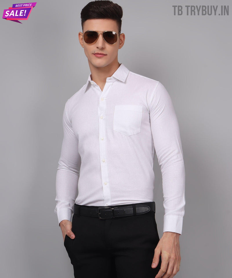 Luxe White Cotton Shirt for Men 7
