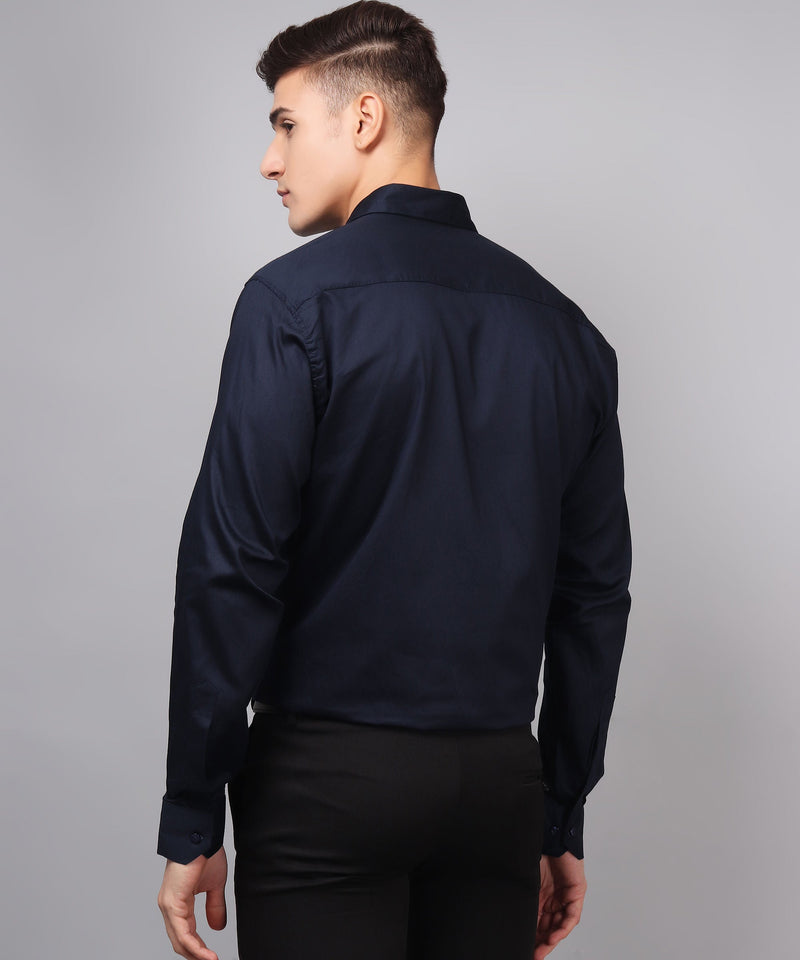 Navy Blue Formal Cotton Shirt for Men 7