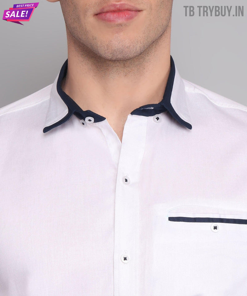 White Cotton Shirt for Men with Double Cuffs 3