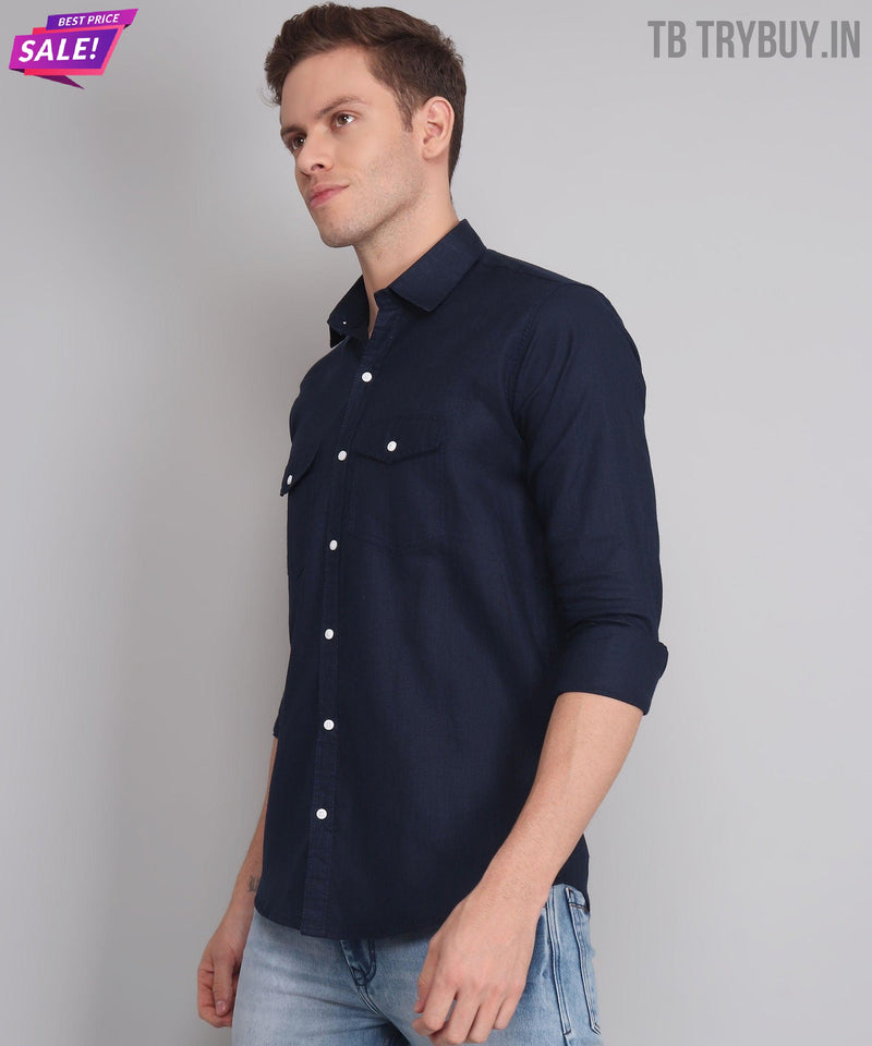 Navy Double Pocket Shirt 8
