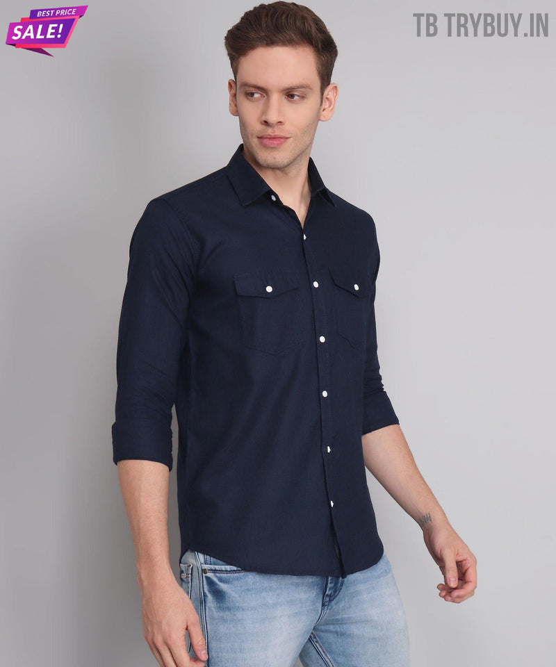 Navy Double Pocket Shirt 4