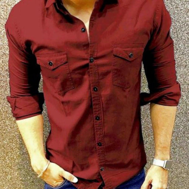 ಡಬಲ್ ಪಾಕೆಟ್ ಮೆರೂನ್ ಶರ್ಟ್