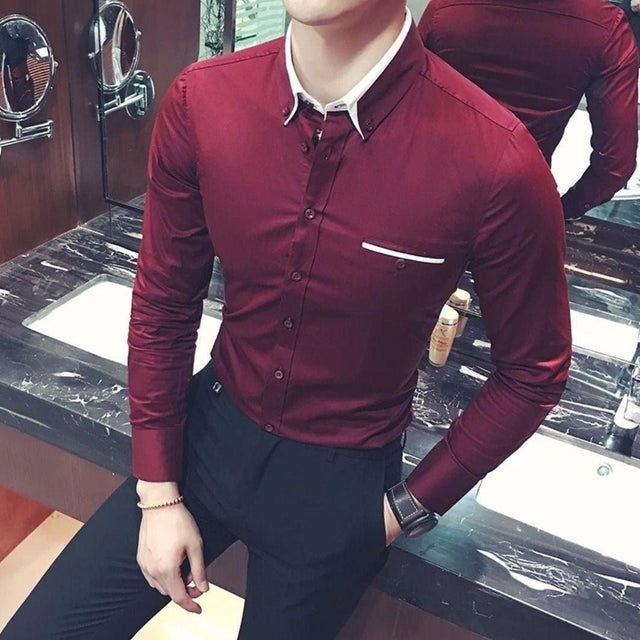 Maroon Cotton Shirt for Men