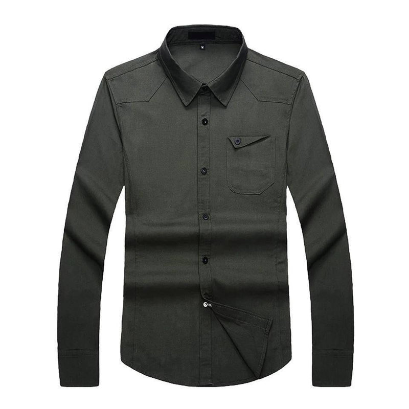 Army Green Cotton Men's Shirt 3