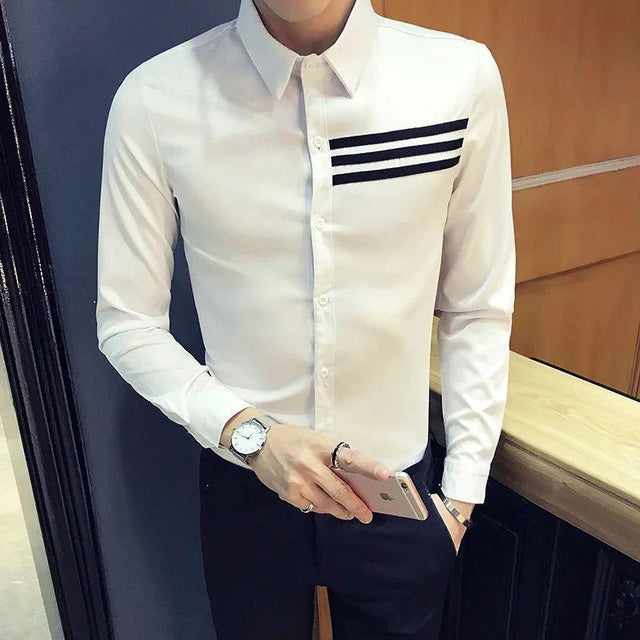 Trybuy Futuristic White Cotton Casual Shirt for Men