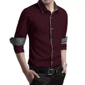 Wine Red Cotton Partywear Shirt for Men