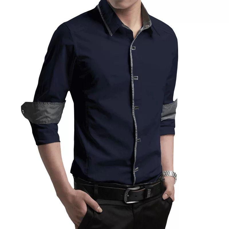 Moche Navy Blue Cotton Shirt for Men 1