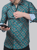 Artistic-Modern Cotton Blend Printed Shirt for Men
