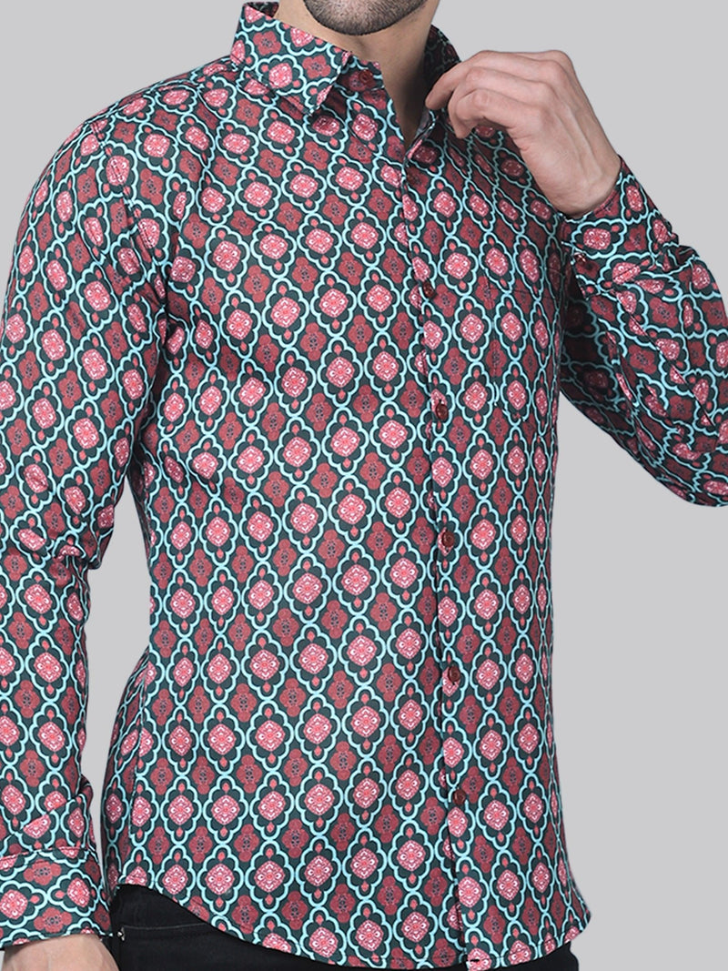 Avant-Garde Cotton Blend Printed Shirt for Men 1
