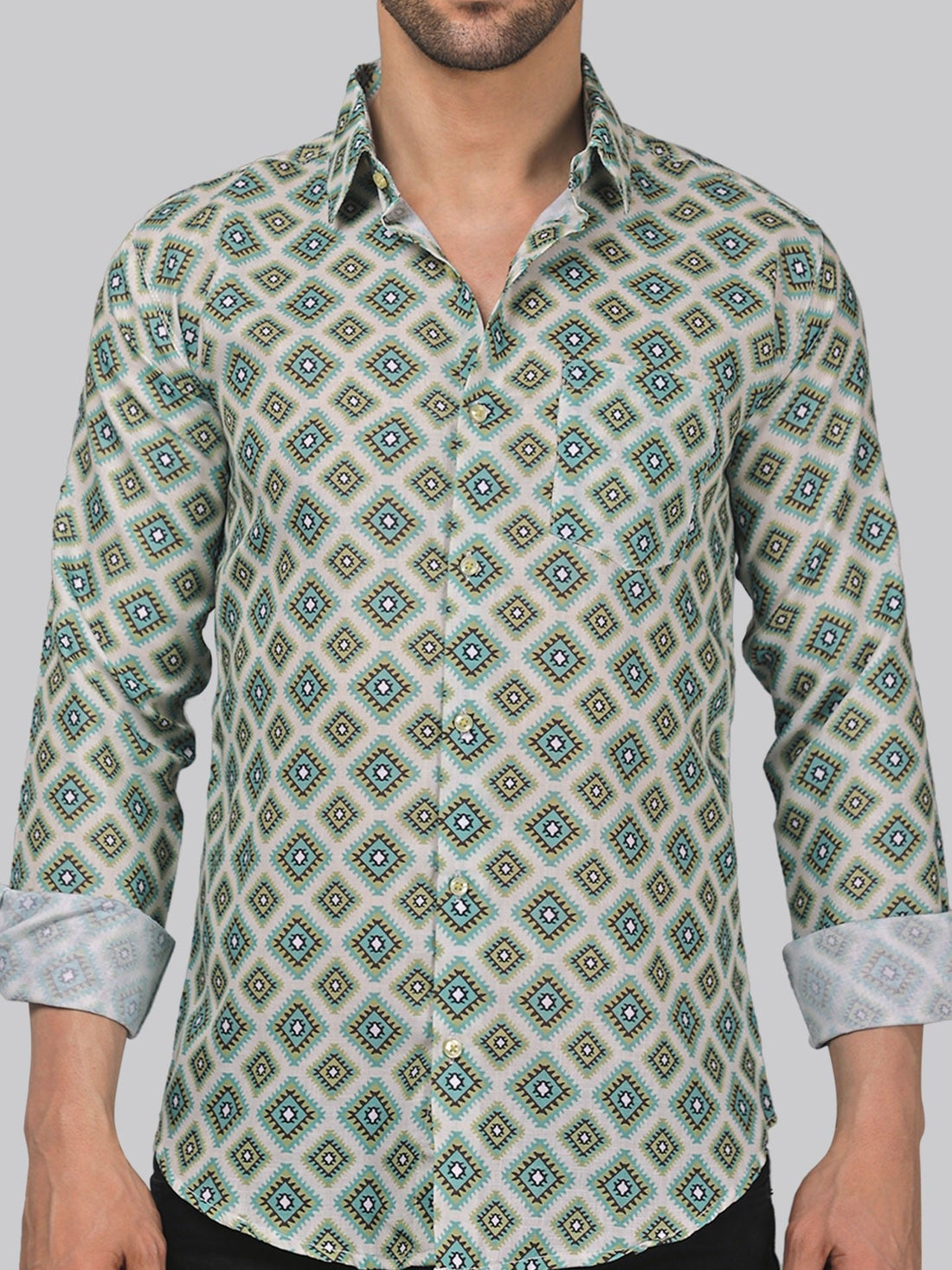 Delicate multicolour printed shirt for men, product view