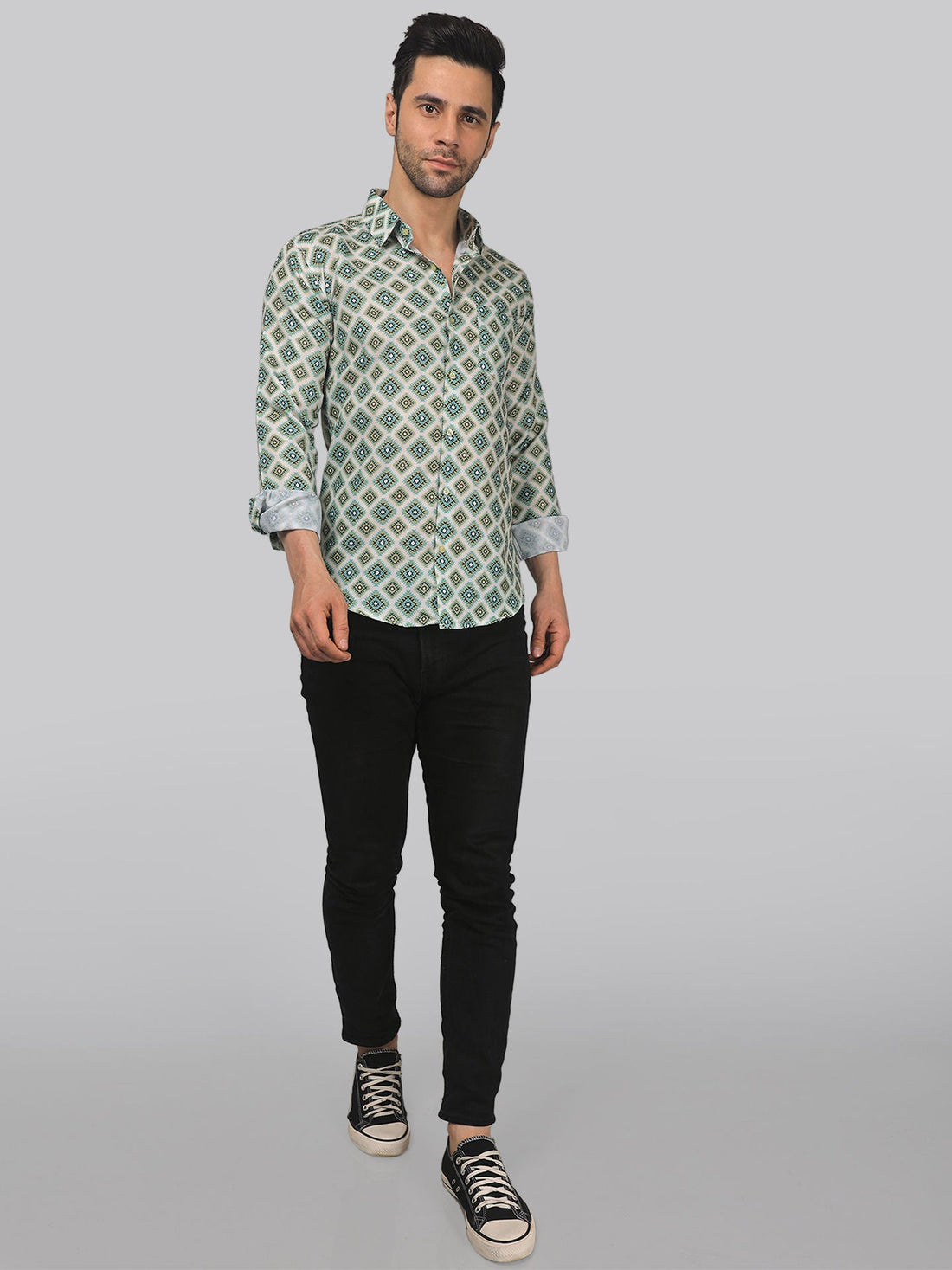 Delicate multicolour printed shirt for men, product view