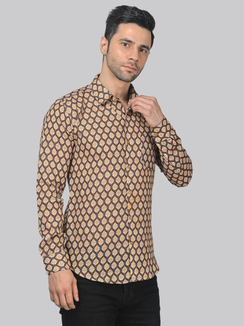 Edgy-Romantic Cotton Blend Printed Shirt for Men 4