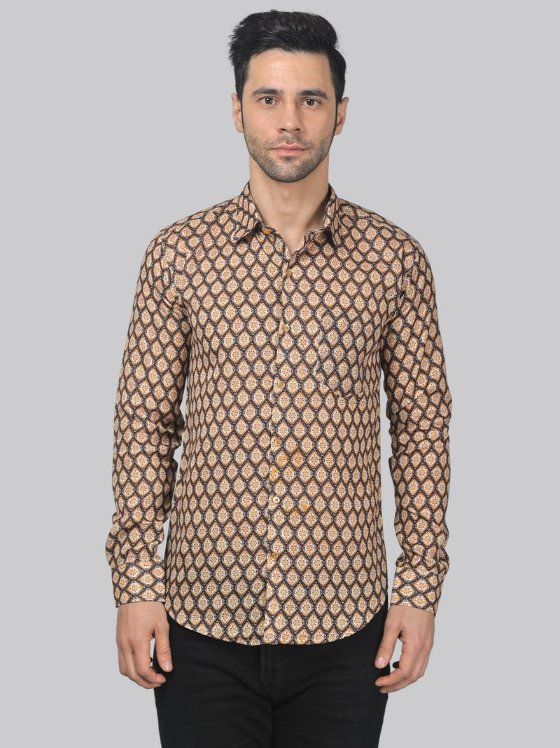 Edgy-Romantic Cotton Blend Printed Shirt for Men 3