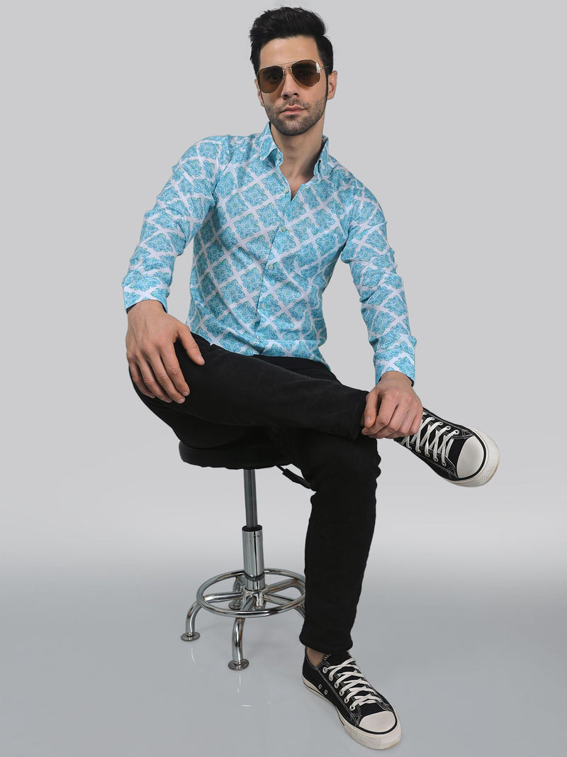 Elegant-Edge Cotton Blend Printed Shirt for Men 3