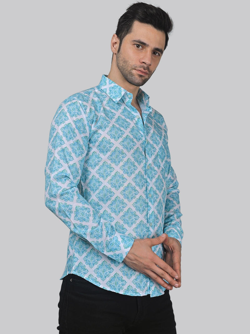 Elegant-Edge Cotton Blend Printed Shirt for Men 5