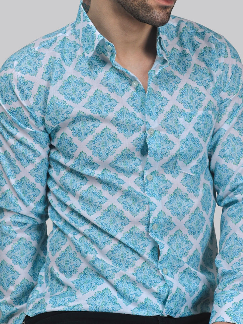 Elegant-Edge Cotton Blend Printed Shirt for Men 1