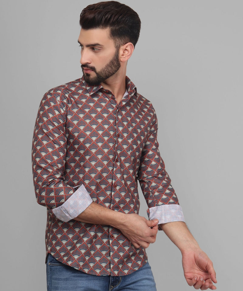Flamboyant Cotton Blend Printed Shirt for Men 3
