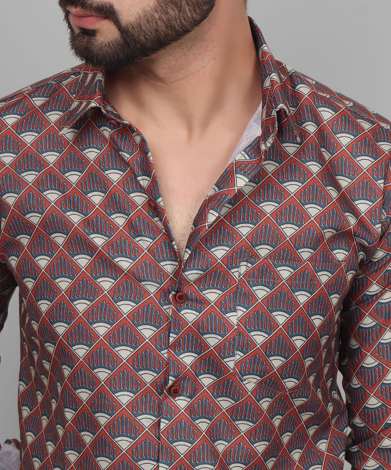 Flamboyant Cotton Blend Printed Shirt for Men 1