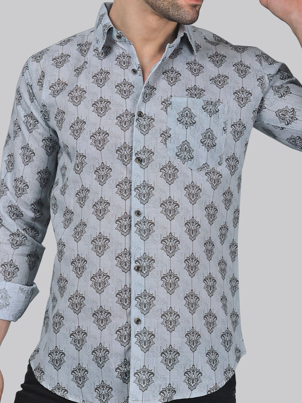 Flamingo Frenzy printed shirt for men, product view